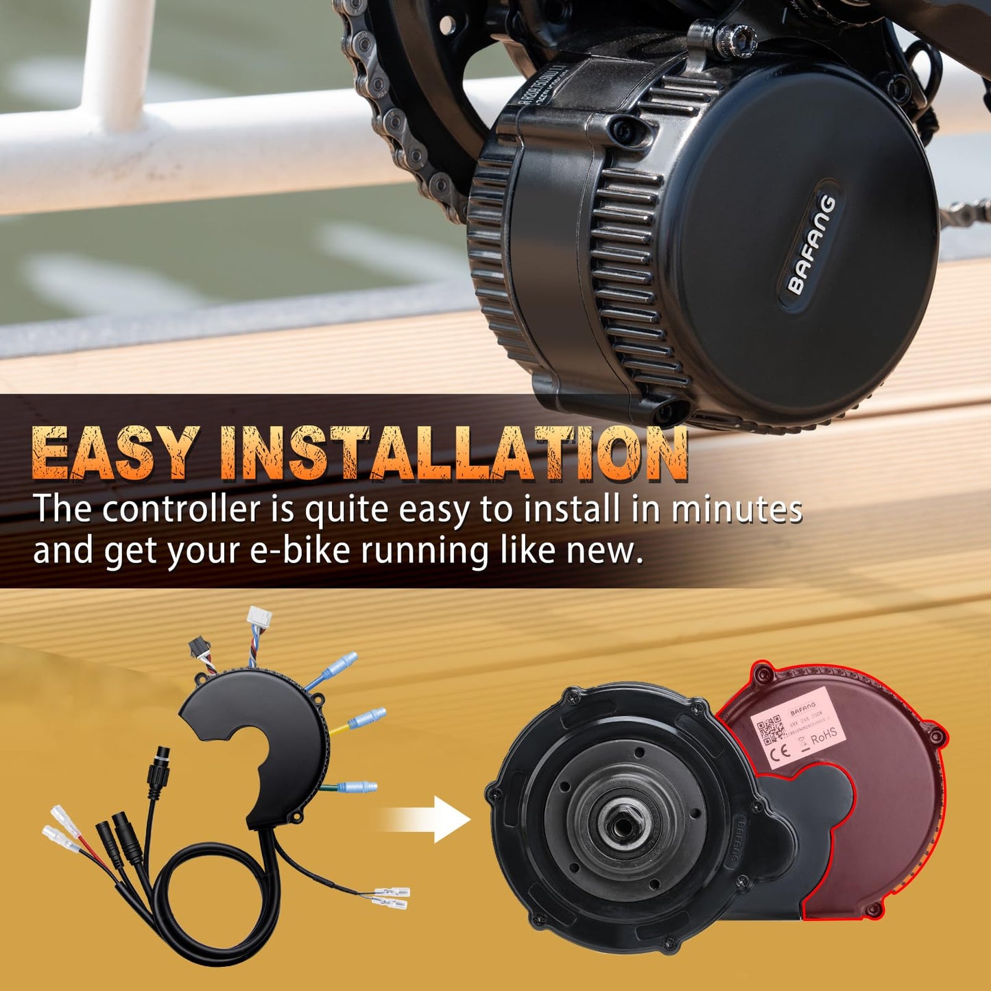 BAFANG Controller 48V 750W for BBS02B Mid Drive Motor with Front Light Connector and Gear Shift Sensor Connector Latest Model