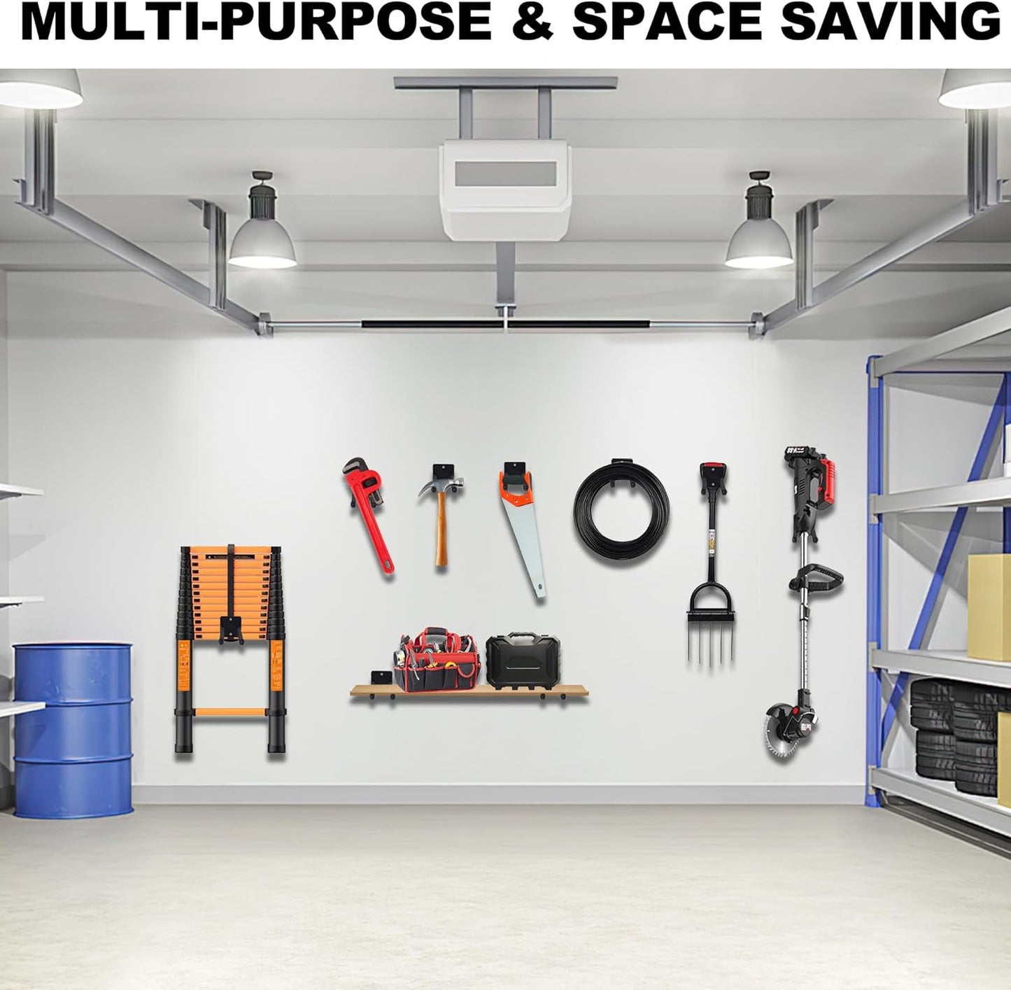 Heavy Duty 14-Inch Garage Hooks - 4-Pack Wall Mount Tool Organizer for Tires, Ladders & Garden Tools