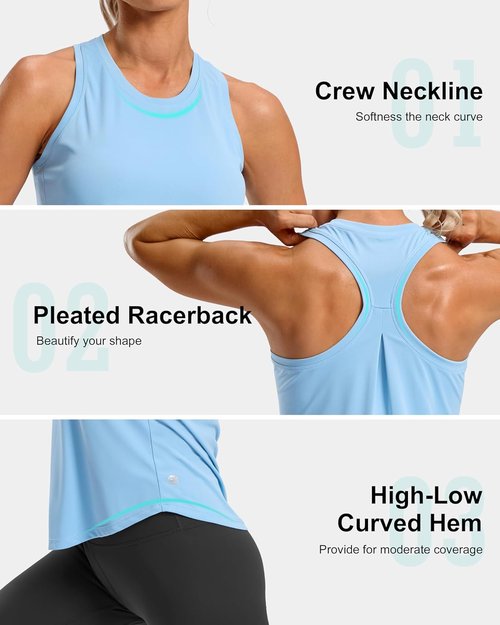 G Gradual Women's Racerback Yoga Tank Top - Loose Fit Athletic Shirt for Running & Gym Activities