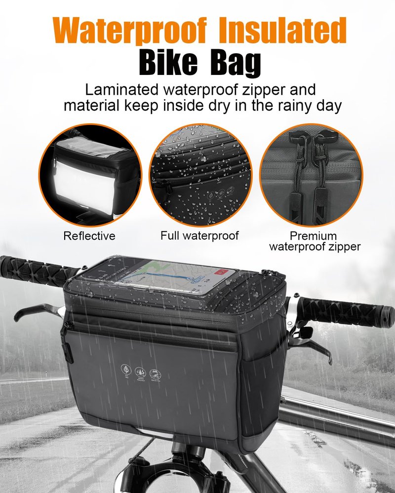 Febabilo Bike Handlebar Bag, Multifunctional Waterproof Bike Front Bag, Bicycle Frame Storage Bag Waist Shoulder Bag, Bike Pouch for Road Mountain Bicycle Cycling Travel Hiking 3.2L