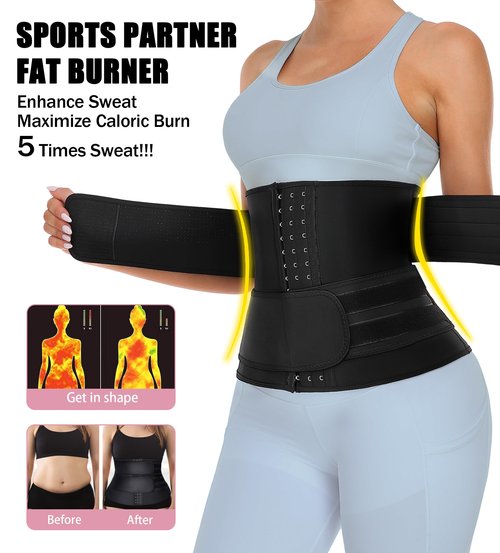 TELALEO Neoprene Waist Trainer for Women - Slimming Body Shaper - 2 Hot Waist Trimmer Cincher Sweat Belt - Tummy Control Corset Girdle XX-Large/03