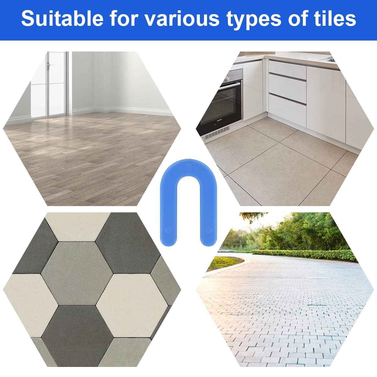 DGSL Tile Leveling System Tile Spacers 1/16 Inch, 500 pieces Horseshoe Shim U Shape Plastic Tile Leveling Clips for Various Types of Tile Leveling (Blue)