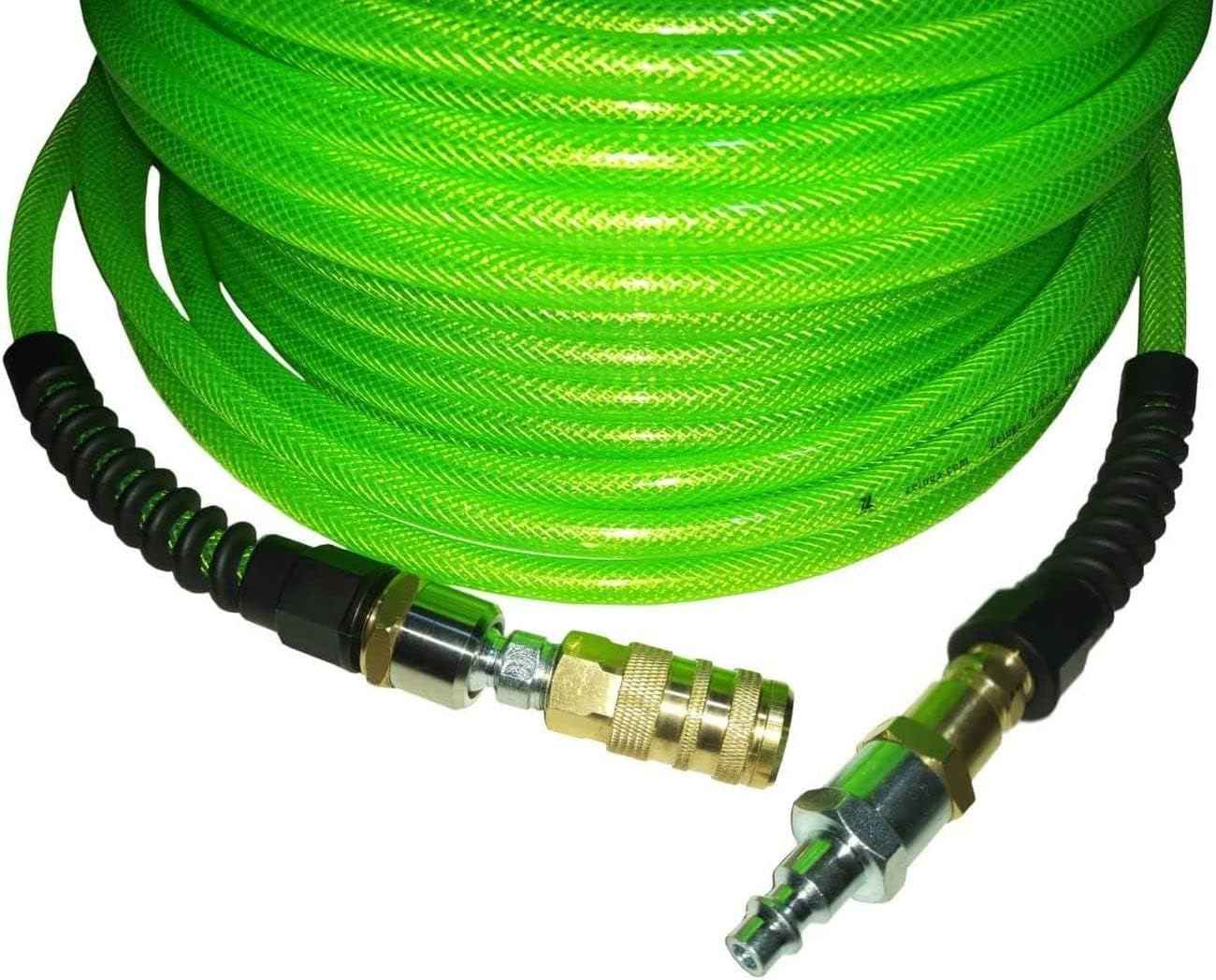 Z-Flex 1/4in. x 100ft. Reinforced Polyurethane Air Hose with Ball Coupler & Safety Plug - 300 PSI