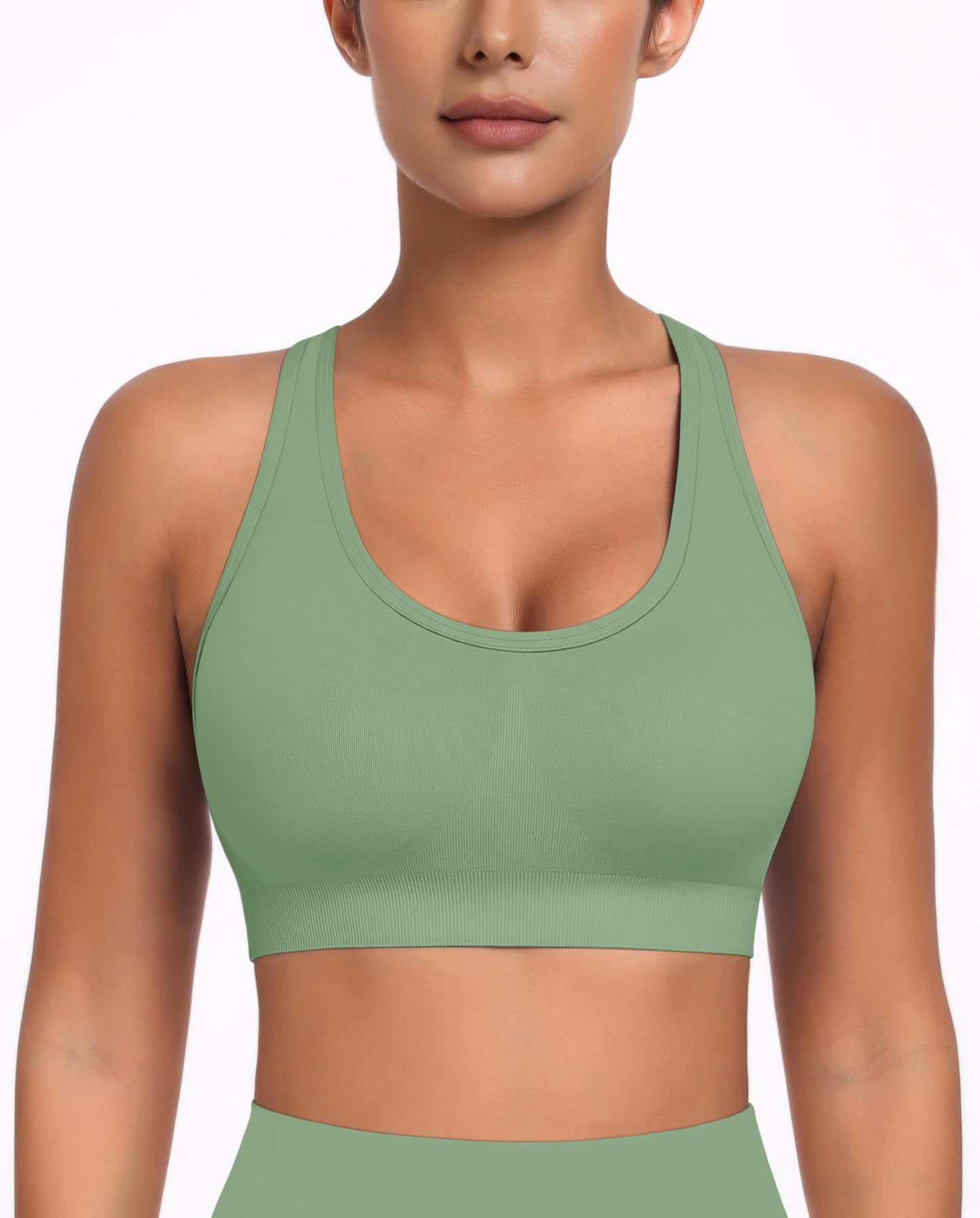 MIRITY Padded Strappy Sports Bra for Women - with Dual Crossback and Adjustable Straps for Workout Gym