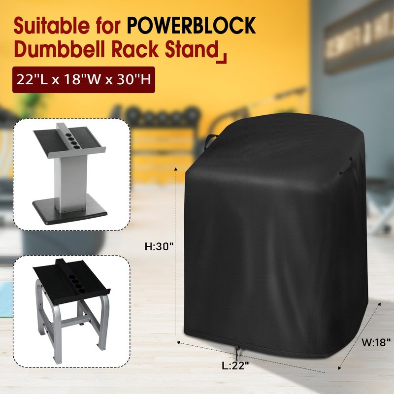 Aidetech Dumbbell Rack Cover for POWERBLOCK Large Column Stand, Dust-Proof Strength Training Dumbbell Racks Cover Waterproof Dumbbell Weight Rack Covers for Home Gym-22 L x 18 W x 30 H inch