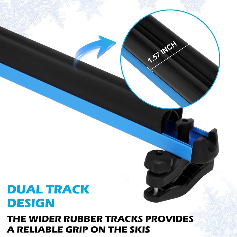 SOARIFY Multi-Purpose Alumium Blue Ski Rack with ski Strap Carrier, Roof Holder Carrier for Skis, Snowboards, Fishing Rods, Paddles, Skateboards, Wakeboard, Universal Mounting, Locking, Heavy Duty