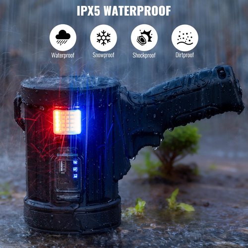 Sigoobal Rechargeable Spotlight,99,000 LM Super Bright Handheld Spot Light LED Flashlight High Lumens,Powered Spotlight Large Searchlight Outdoor with Solar Panels & COB Light for Boat Camping Hunting