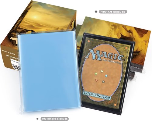 Katomula 100 MTG Card Sleeves - Textured Back Art with 100 Inner Sleeves for Standard Size Cards - Plains