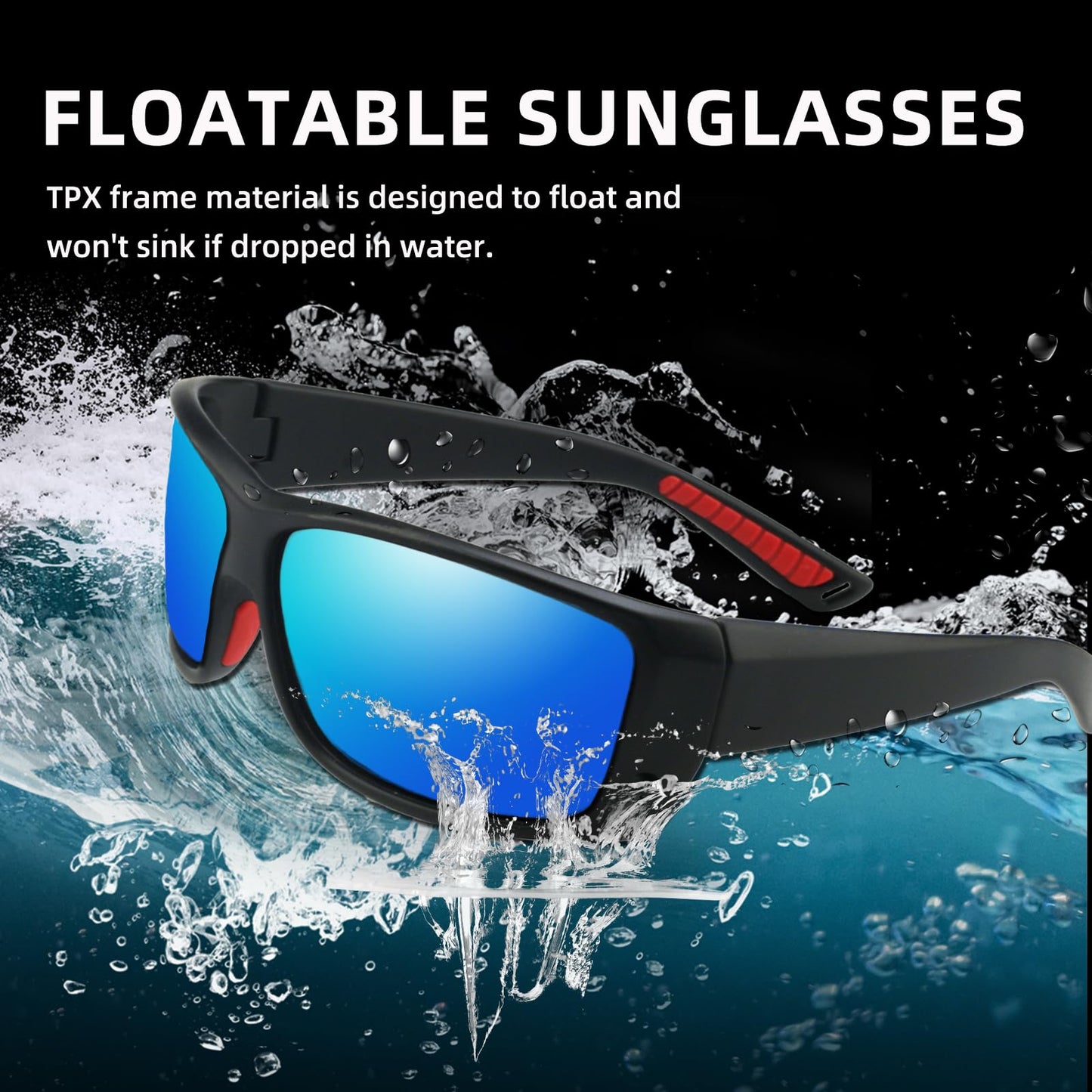 JIANGTUN Floating Polarized Fishing Sunglasses for Men Women, Sailing Boating Gifts Beach Cool Style Glasses
