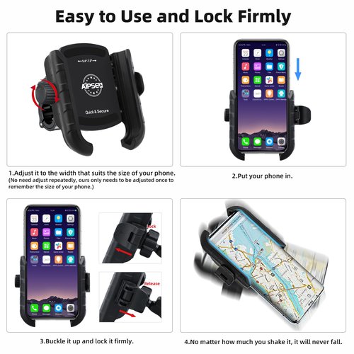 AIPSET Golf Push Cart Phone Holder, Scooter Phone Mount, Stroller Phone Holder, Bike Phone Mount for All Phone Compatible with CaddyTek, Bag Boy, Clicgear, Sun Mountain, Baby Trend, Gaggle & More