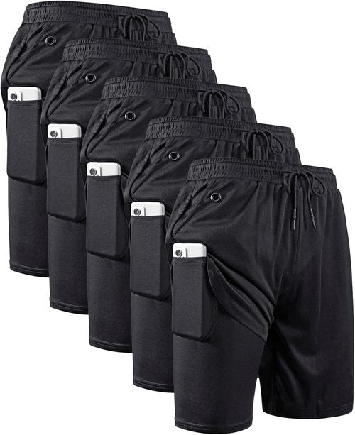 JWJ Men's 2-in-1 Running Shorts - Lightweight Athletic Gym Shorts with Compression Liner | 7 Inch