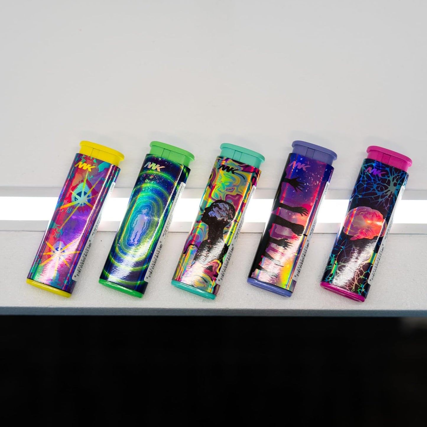 MK Windproof Jet Flame Lighters - 5PCS Striking Design for Candles, Camping & Outdoor Use | Butane Refillable