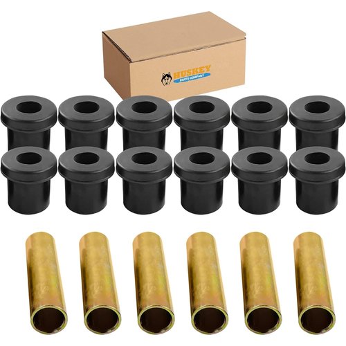 Huskey EZGO TXT Golf Cart Rear Leaf Spring Bushing Kit with 6X Sleeves and 12X Bushings Made of Long Lasting Rubber for 1996-Up. Replaces OEM Sleeve Part No#: 70289G02 and Bushing Part No#: 70291G0.