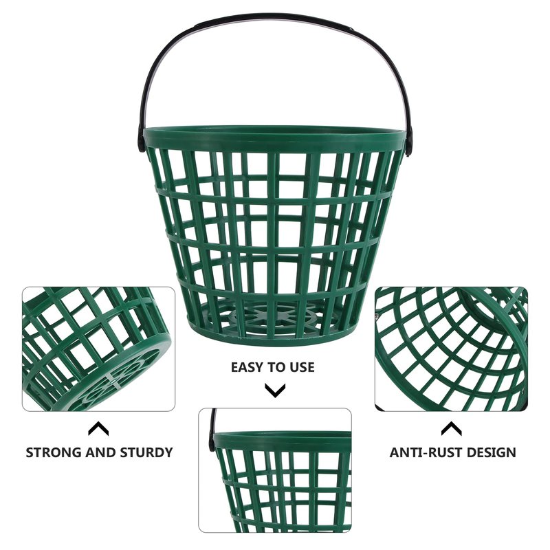 YARNOW Golf Ball Basket with Foldable Handle, Nylon Mesh, Capacity for 50 Balls, Weather-Resistant Portable Container, Green, 7.9 x 5.9 Inch, for Golf Practice and Storage