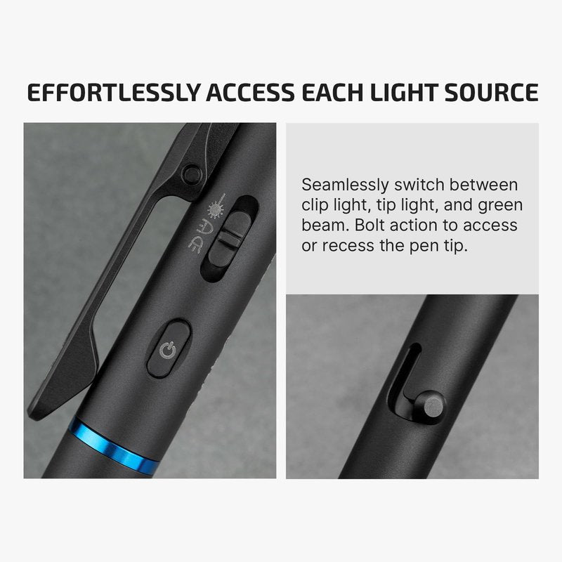 OLIGHT O'Pen 3 EDC Pen Light,120 Lumens with Green Beam, Red and White, USB-C Rechargeable LED Flashlight for Office, Writing, Presentation, Outdoor Uses, Professional Business Gift(Black)