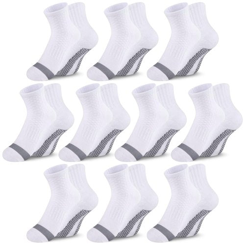 Comfoex 10 Pairs Boys Socks kids Half Cushion Cotton Sport Quarter Running Socks Ankle Athletic Sock for Little Big Kids 6-8 8-10 Years Olds