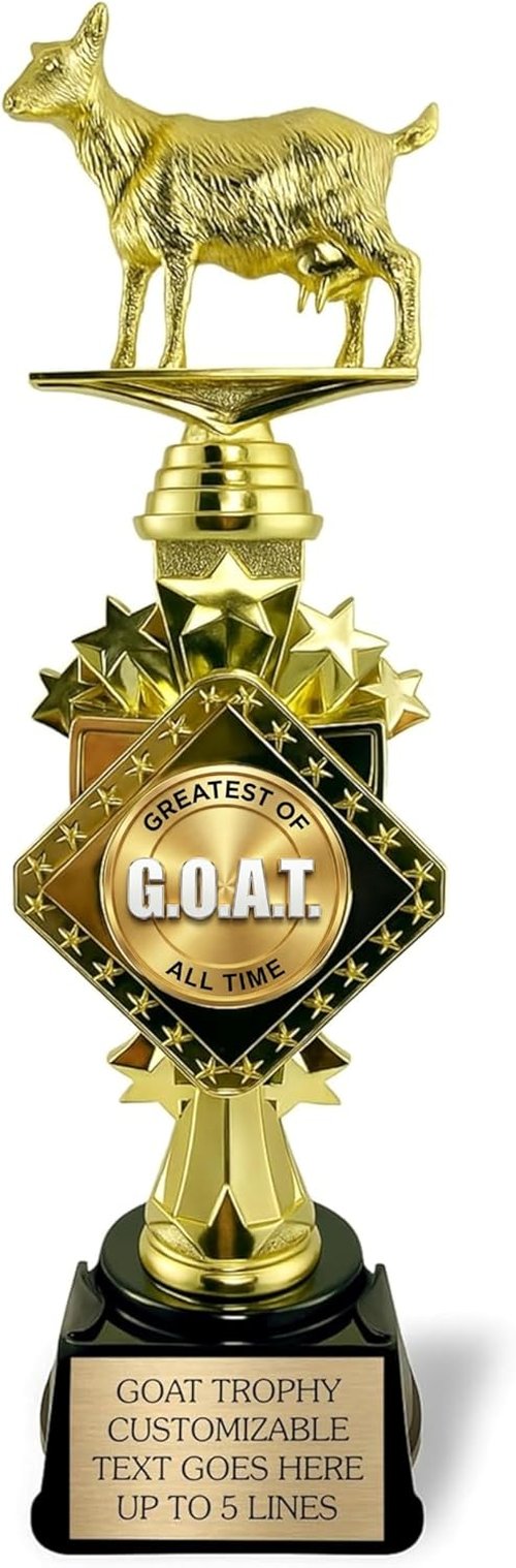 Goat Trophy | 13” Customizable Award with Engraving - Funny 'Greatest of All Time' Gift for Champion