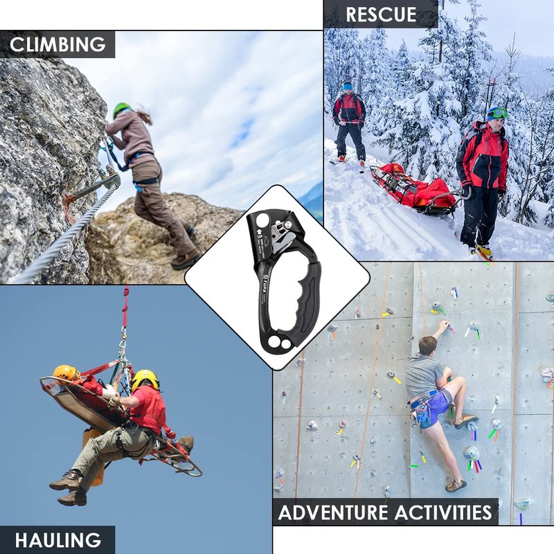 Lixada Climbing Hand Ascender 8-13mm Vertical Rope Access with Ergonomic Rubber Handle CE Certified Strong Rappelling Gear Equipment for Rock Climbing Tree Arborist, Rescue Caving