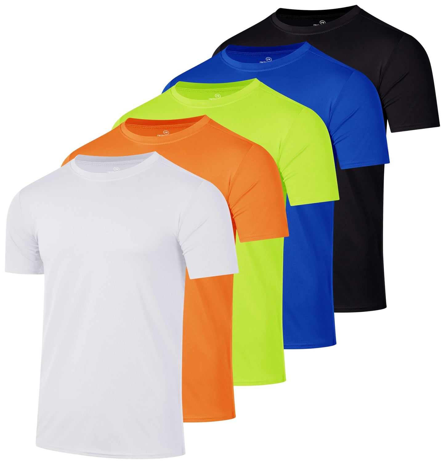 Real Essentials 5 Pack: Men's Dry-Fit Short Sleeve Crew Neck T Shirts Fitness Running Gym Workout Cool Exercise Athletic Tee, Set 14, Small