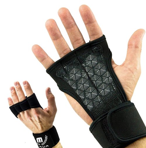 Mava Sports Workout Gloves with Wrist Wraps Support and Full Palm Silicone Padding - Perfect for Weight Lifting,Cross Training, Pull Ups, WOD and Powerlifting for Men and Women (Black, Small)