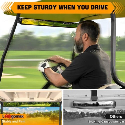 Golf Cart Rear View Mirror 4 Panel Wide Angle Fit Most EZGO, Club Car, Yamaha, Star, Zone Golf Carts, Eliminate Blind Spots Wink Mirror for Car UTV SUV Van Truck