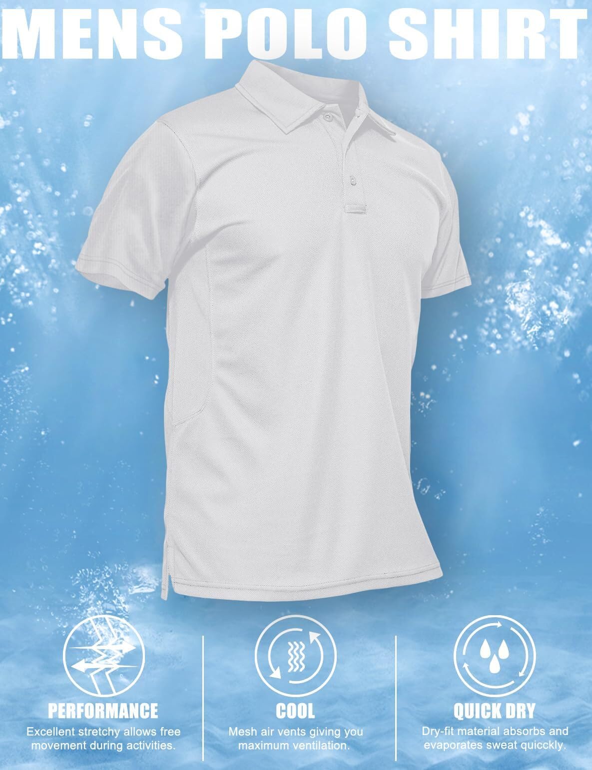 MAGCOMSEN White Polo Shirts for Men Short Sleeve Golf Collared Work Shirts Casual Shirts Quick Dry Summer Shirts L