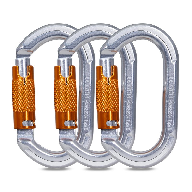 RESQT 22KN Auto Locking Climbing Carabiner Clips, Heavy Duty Climbing Carabiners Twist Lock, for Rock Climbing, Camping, Rappelling, Hunting, Rescue Equipment (22KN-3Pcs)