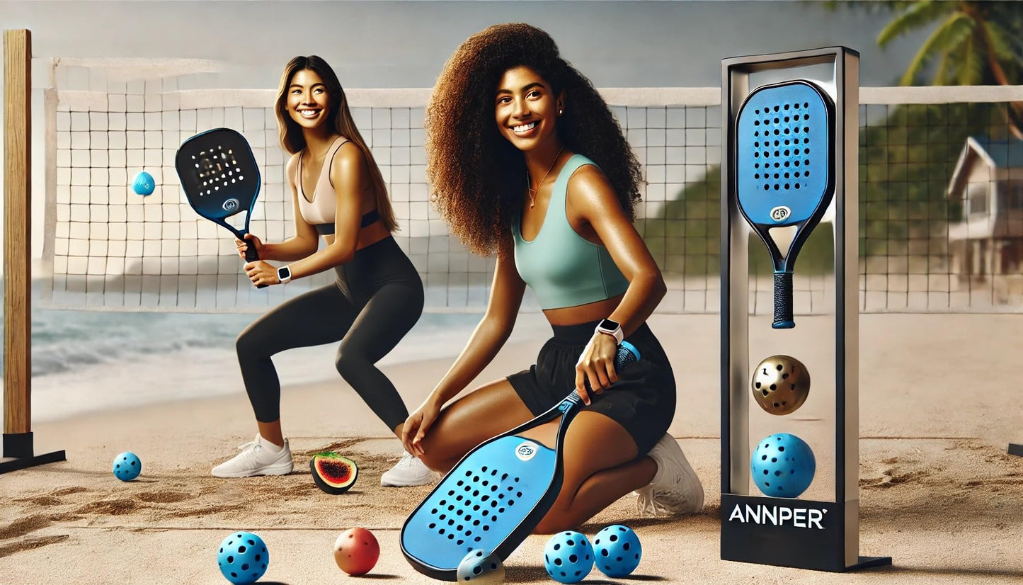 ANNPER Pickleball Paddle Set - 2 Carbon Fiber Blue Paddles, 4 Outdoor Balls | Lightweight & Durable for Beginners & Advanced Players | Premium Performance Gear(CarbonFiber Blue)