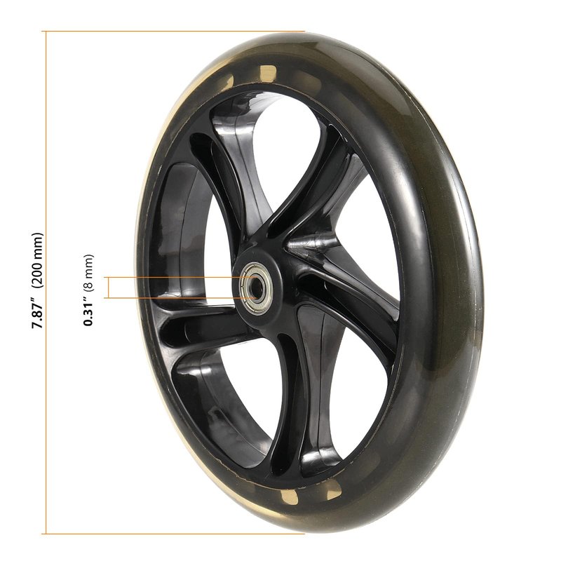 SEUNMUK 4 Pack 8 Inch /200mm Scooter Replacement Wheels, Adult Teen Kick Scooter Wheel Solid Replacement Wheels Set with ABEC-11 Bearings for Most Push Kick Scooters, Black
