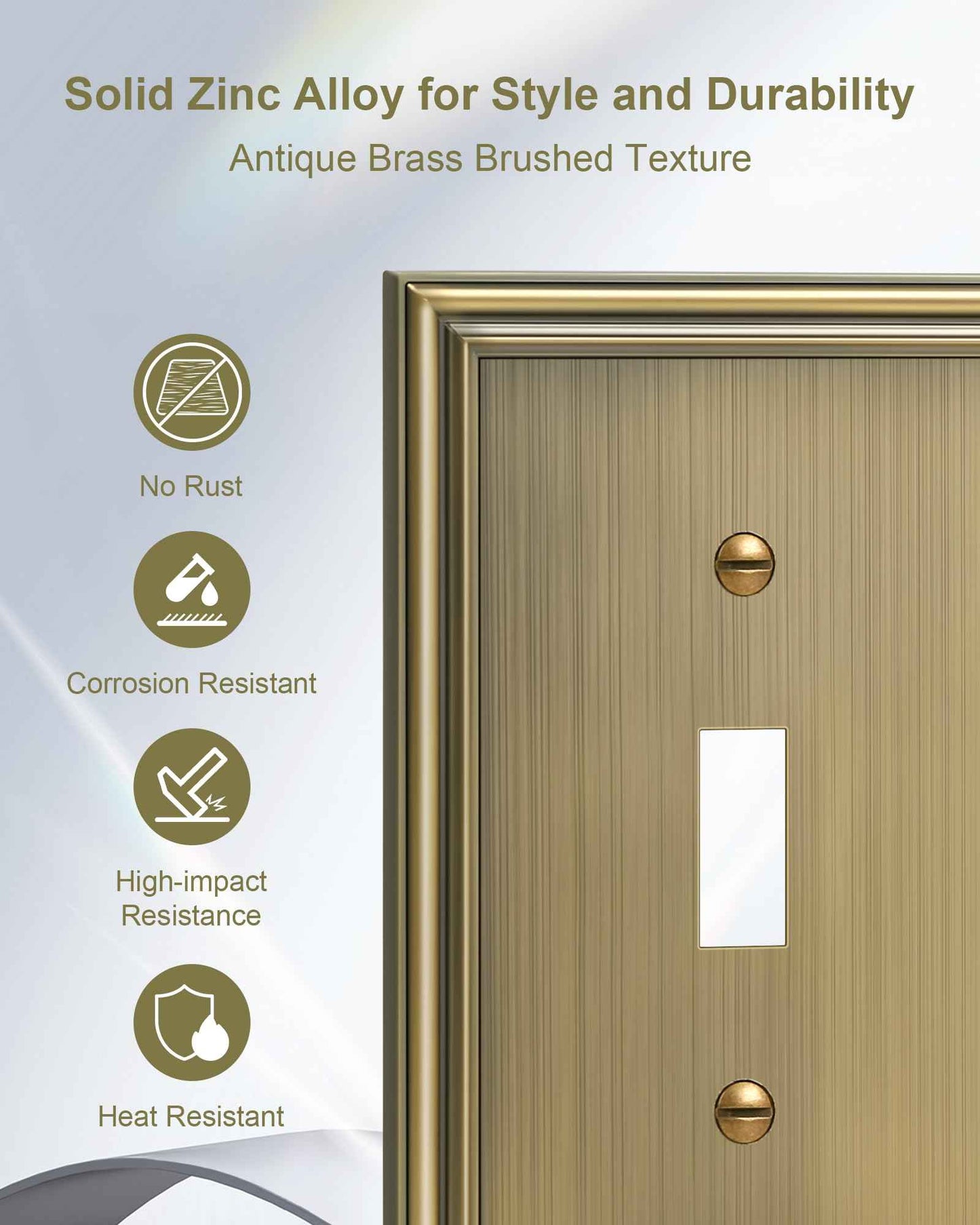 TREEWELL 2-Pack Triple Toggle Light Switch Cover Plate, Durable Solid Zinc Alloy Decorative Switch Plate Covers, Antique Brass 3 Gang Wall Plate, Corrosion Resistant