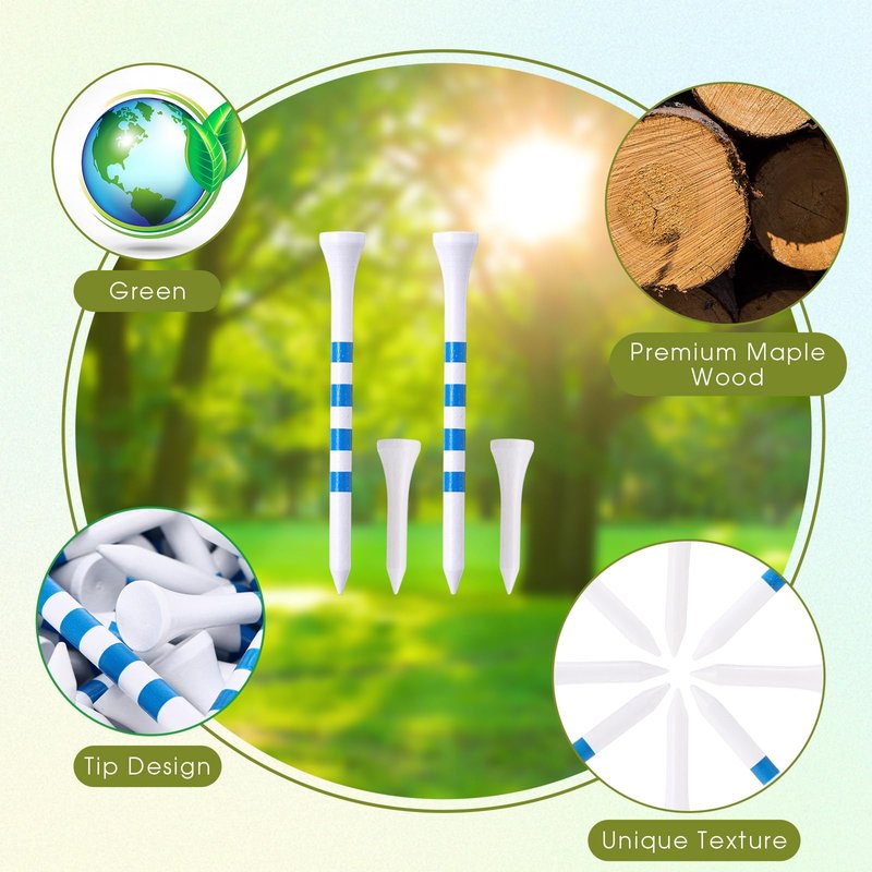 Realspring 300 Pcs Wood Golf Tees Bulk 3 1/4 Inch and 1 1/2 Inch Unbreakable Long Tall Golf Tees for Men Women Balls Game