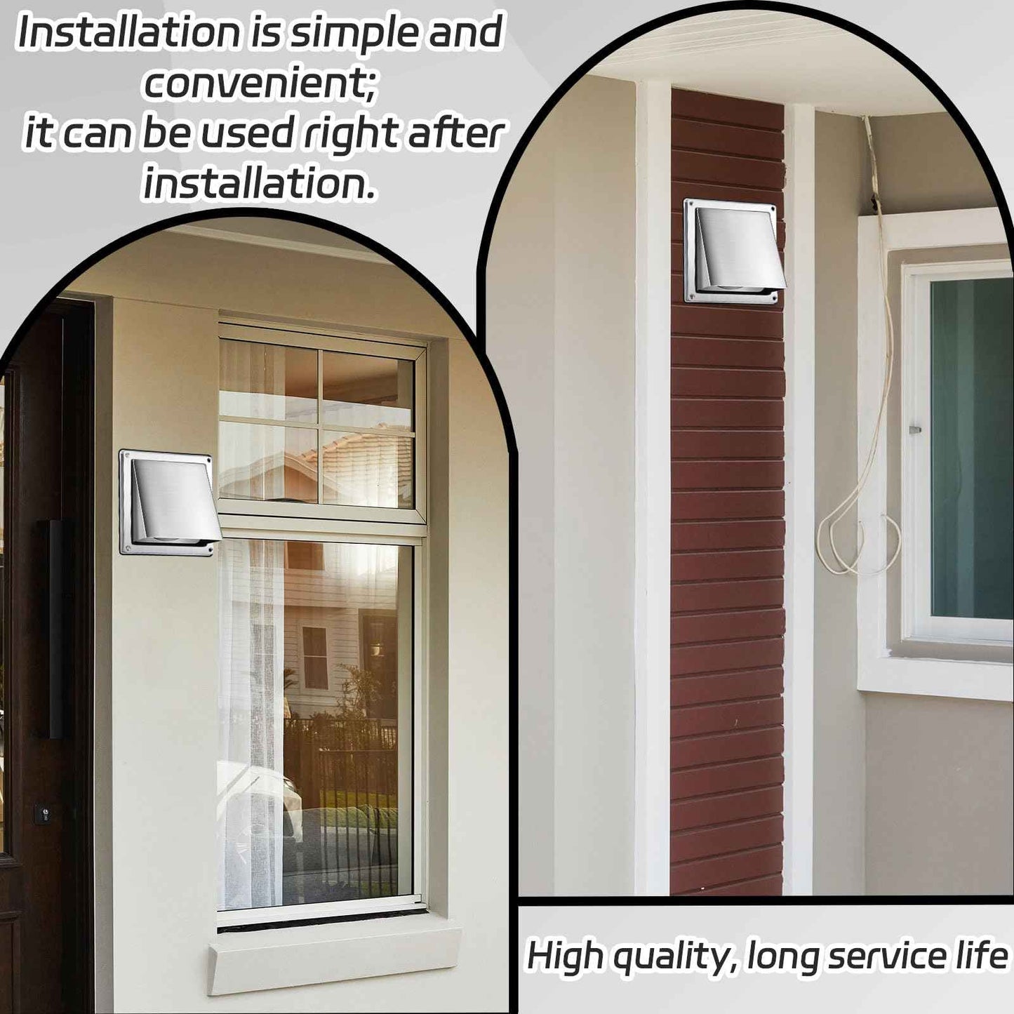 5 Inch Metal Dryer Vent Cover External Extractor Wall Vent Cushioned Stainless Steel Outdoor Dryer Vent Cover Outside Airflow Vent Replacement Hood