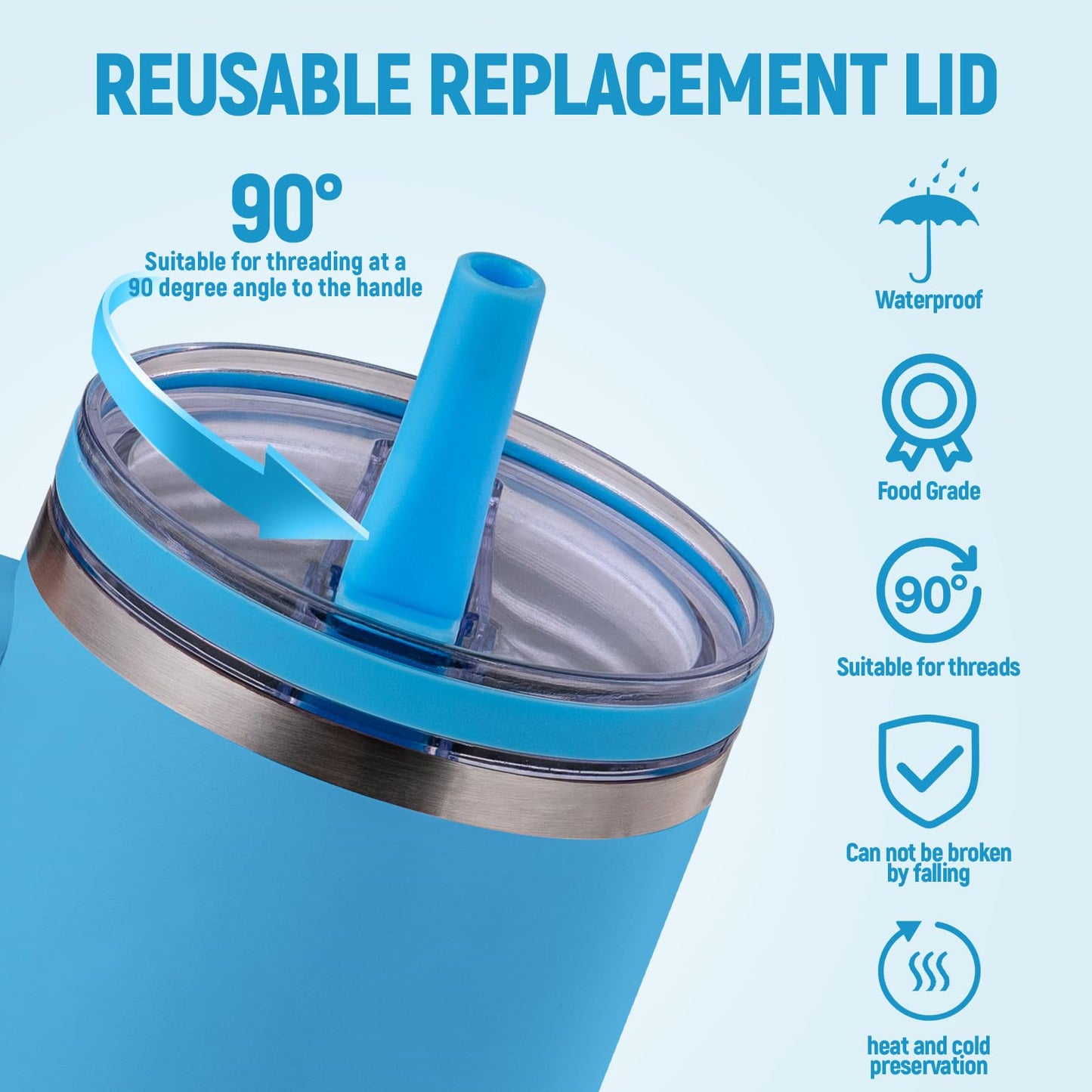 Replacement Lid for Stanley 40 oz and 64 oz Tumbler.Leakproof Flip Straw Lid Fit Stanley Cup Quencher H2.0 40 oz/64 oz and Stanley ProTour 40oz/64oz Tumbler.(Rose Quartz,2-Pack)