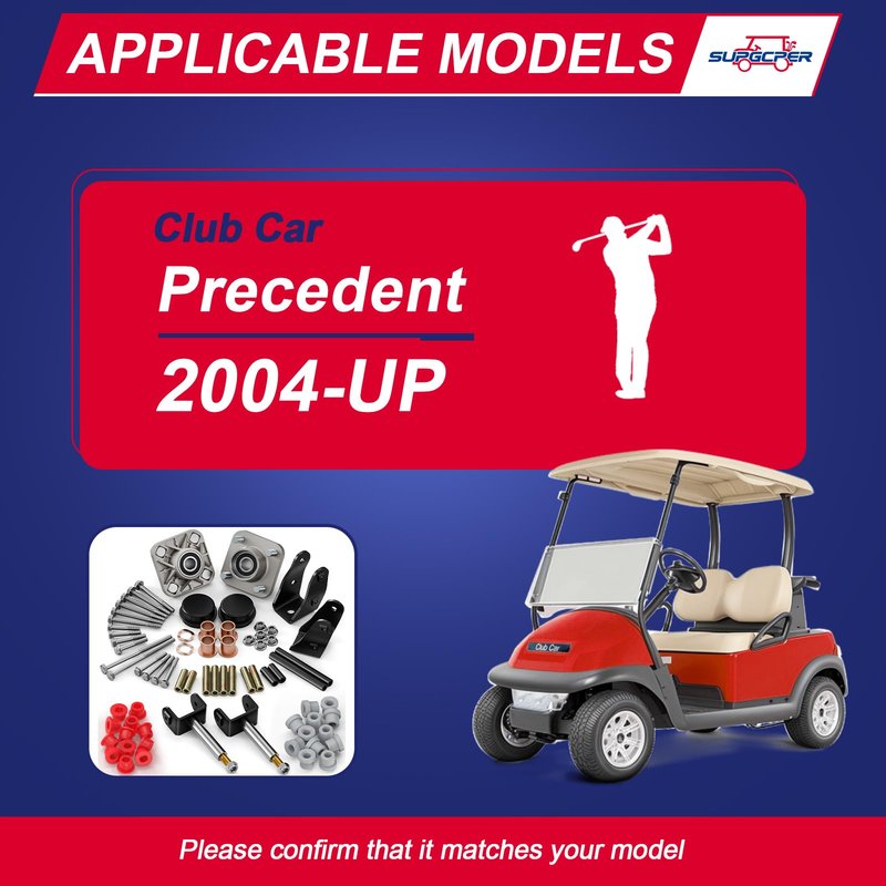 SUPGCPER Deluxe Club Car Precedent Front End Repair Kit, Golf Cart Suspension Rebuild Kit for 2004-Up Precedent Gas&Electric, with Front Wheel Hub Bearing King Pin Bushings Full Sets
