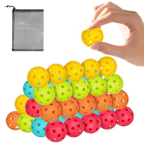Nexopick Mini Pickleball Balls 50-Pack with 5 Bright Colors - Soft Quiet Pickleball Balls for Improve Accuracy, Paddle Control & Reflex Skills - Essential Pickleball Training Tools for All Players