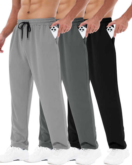 Skiennix Men's Sweatpants - Comfortable Mesh Open Bottom Joggers with Pockets | Loose Fit for Gym & Casual Wear