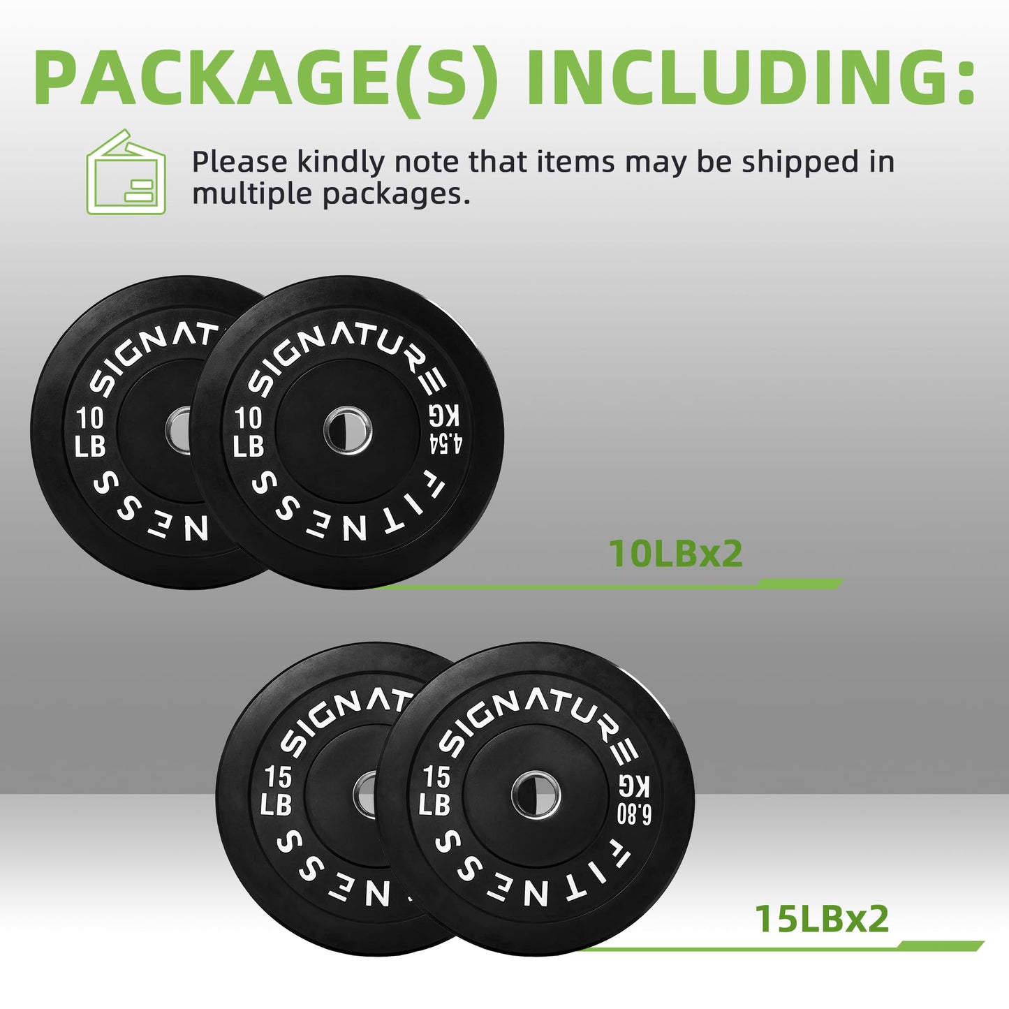 Fitvids 2" Olympic Bumper Plate Weight Plates with Steel Hub – 50-Pound Set – Set: 50 lbs – Black