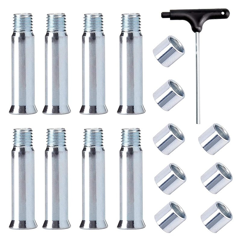 Still Awake Inline Skate Axle Spacer Screw Replacement, Aluminum Alloy Skate Wheel Bearing Spacer, Roller Skate Replacement Accessories with Axle & Axles Screws & Wrench (8mm Axle + 8mm Wheel Spacer)