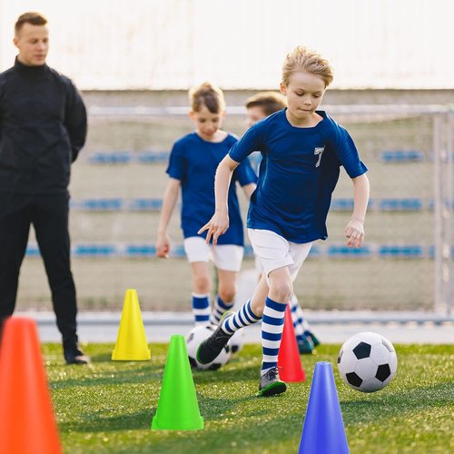 Hoteam 30-Piece Traffic Cones Set - 9-Inch Plastic Safety Cones for Agility Training & Sports Drills