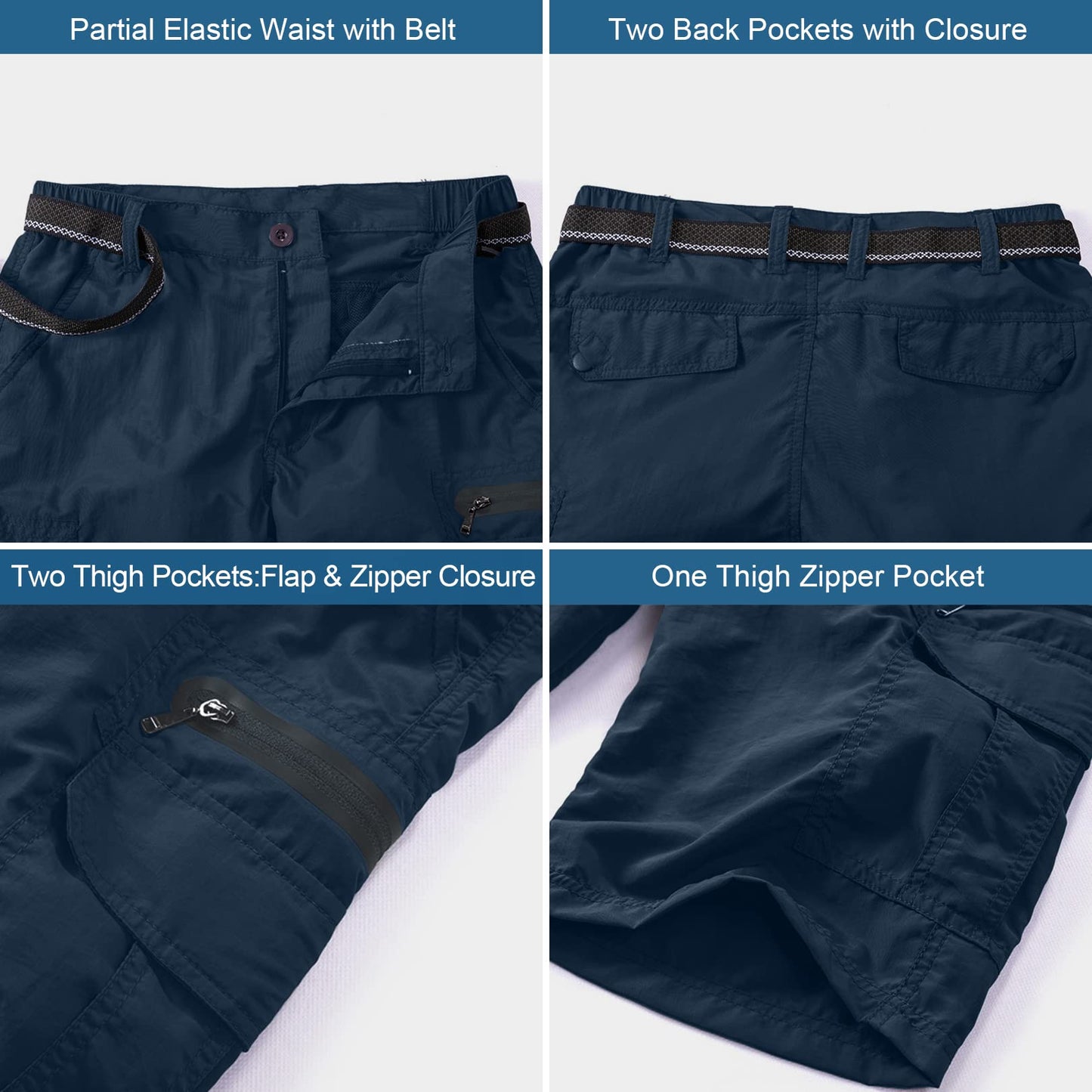 Jessie Kidden Mens Outdoor Casual Expandable Waist Lightweight Water Resistant Quick Dry Fishing Hiking Shorts #6222-Navy,42