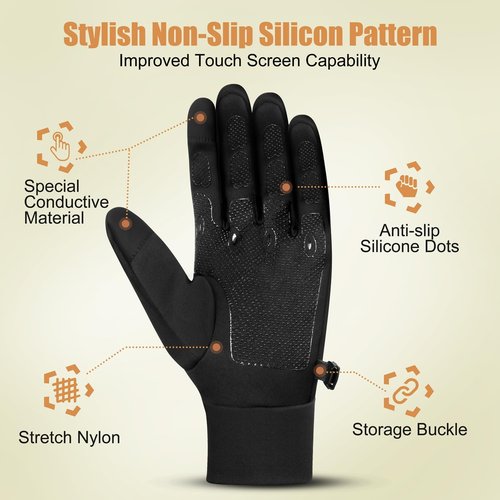 Ihuan Winter Warm Running Gloves - Super Sensitive Touch Screen for Cold Weather | Lightweight Liner for Skiing, Hiking, Cycling