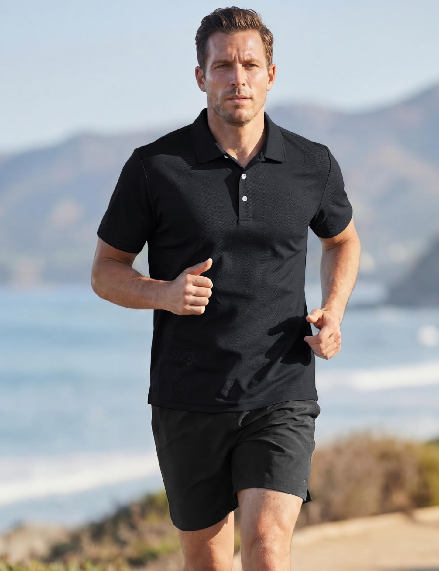 TACVASEN Mens Golf Shirt Dry Fit Mens Polo Shirts Short Sleeve Performance Golf Polos for Men with Collar Work Shirts Black, 2XL