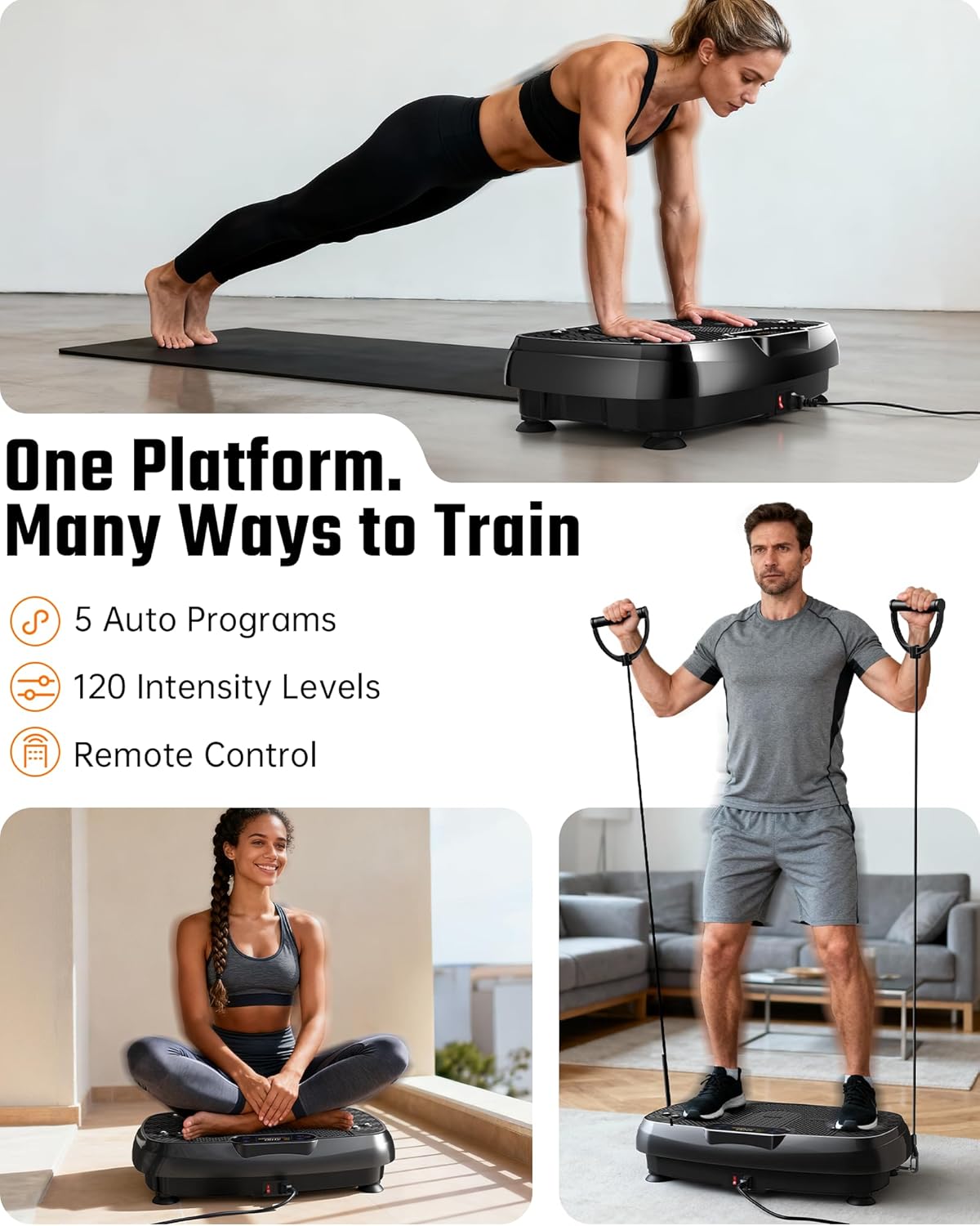 Vibration Plate Exercise Machine - 330lb Full Body Shaker for Weight Loss & Lymphatic Drainage | Home Gym Fitness with Speaker & 2 Bands