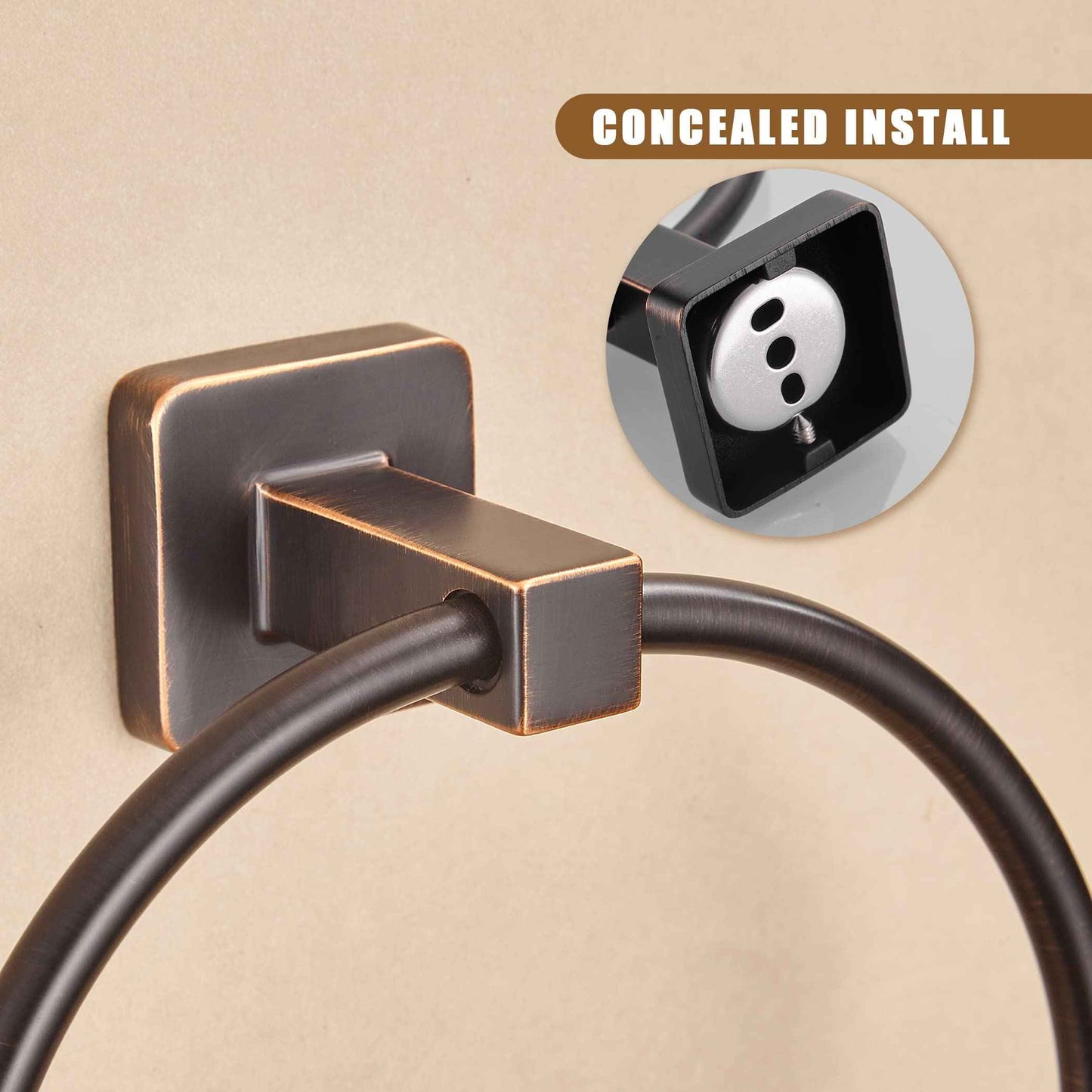 WOLIBEER Bronze Towel Ring,Bathroom Hand Towel Holder Wall Mount,Oil Rubbed Towel Rack Rustic Towel Hanger ORB Farmhouse Bathroom Accessories