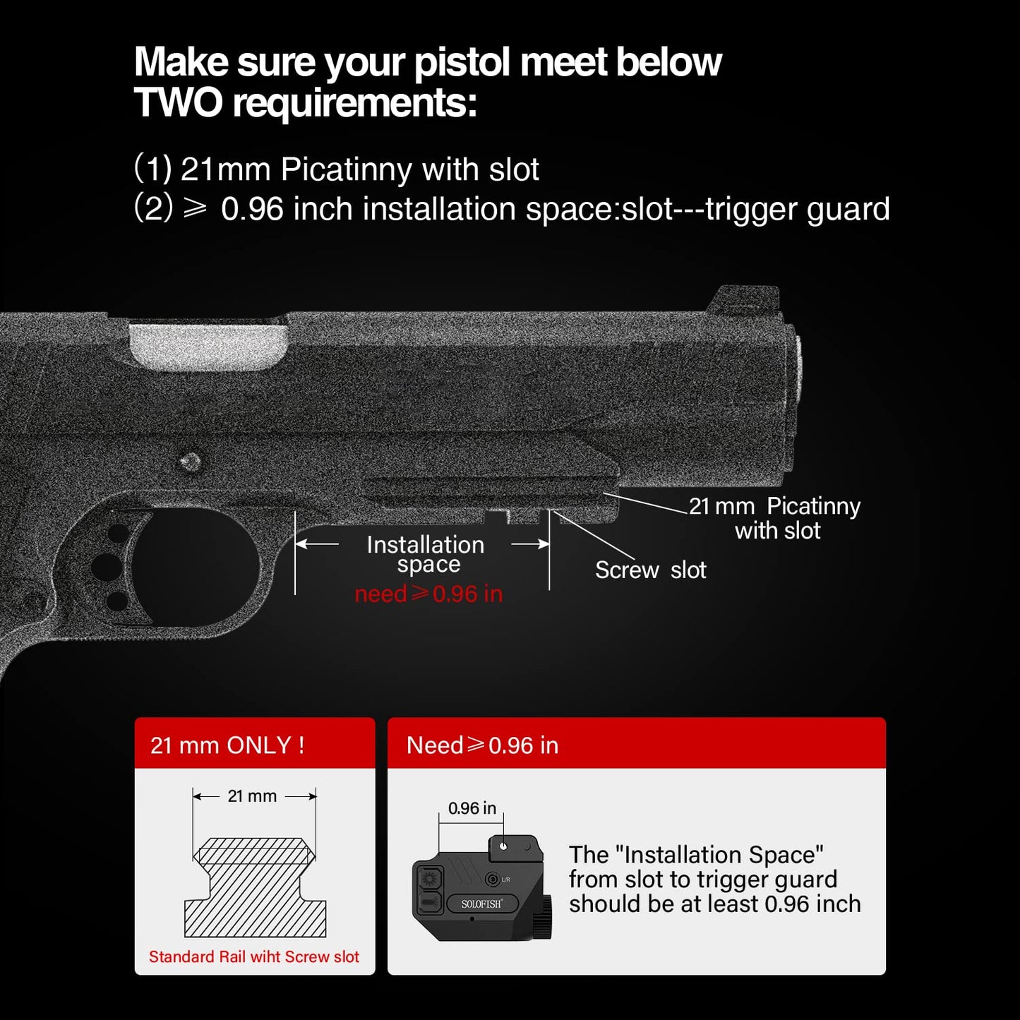 SOLOFISH 500 Lumens Pistol Light with Purple Green Laser Sight and Strobe Tactical Flashlight Combo, Weapon Light and Beams for Guns/Handguns W/a Rail