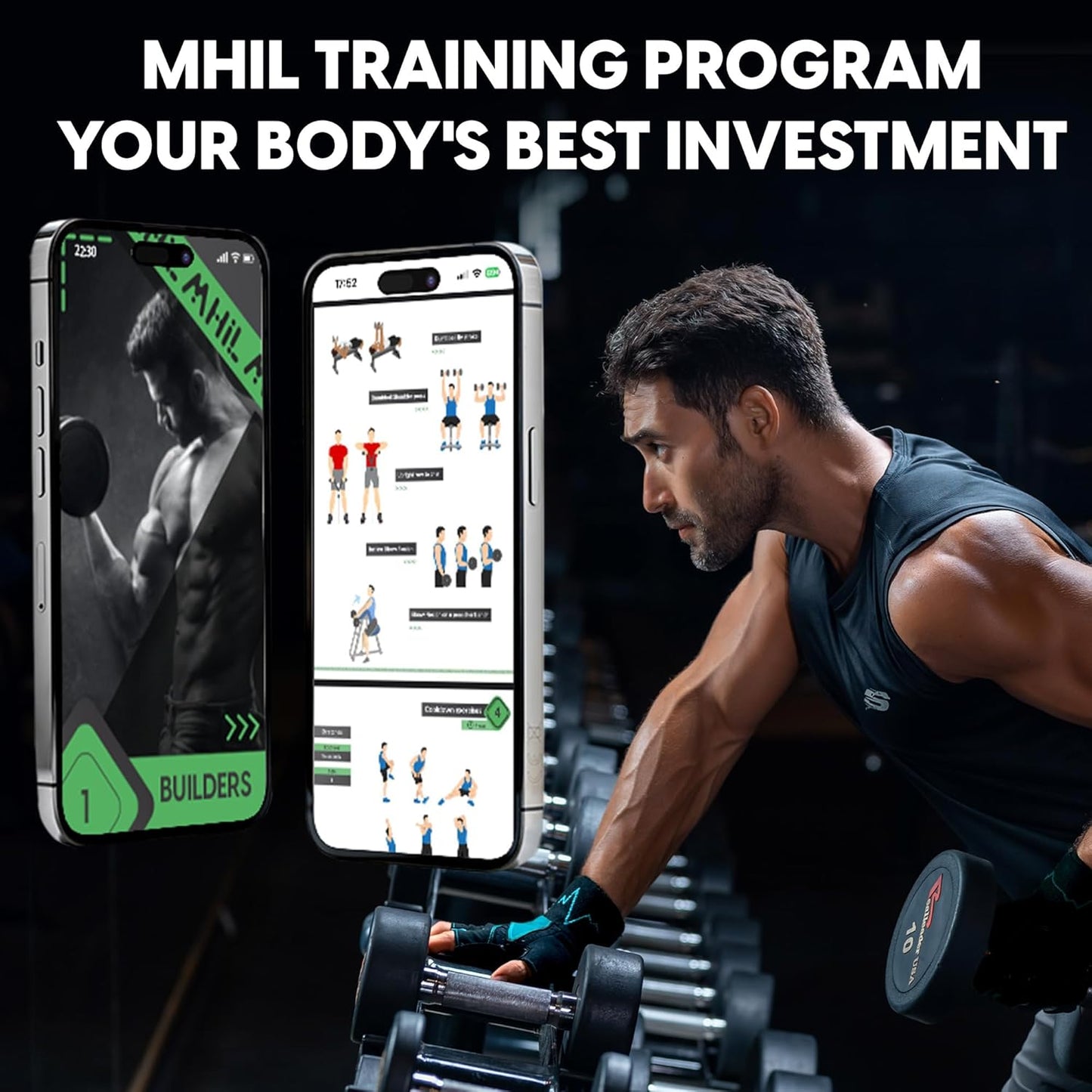 MhIL Workout Gloves for Men - Enhanced Grip Gym Gloves with Wrist Wraps for Optimal Performance and Safety