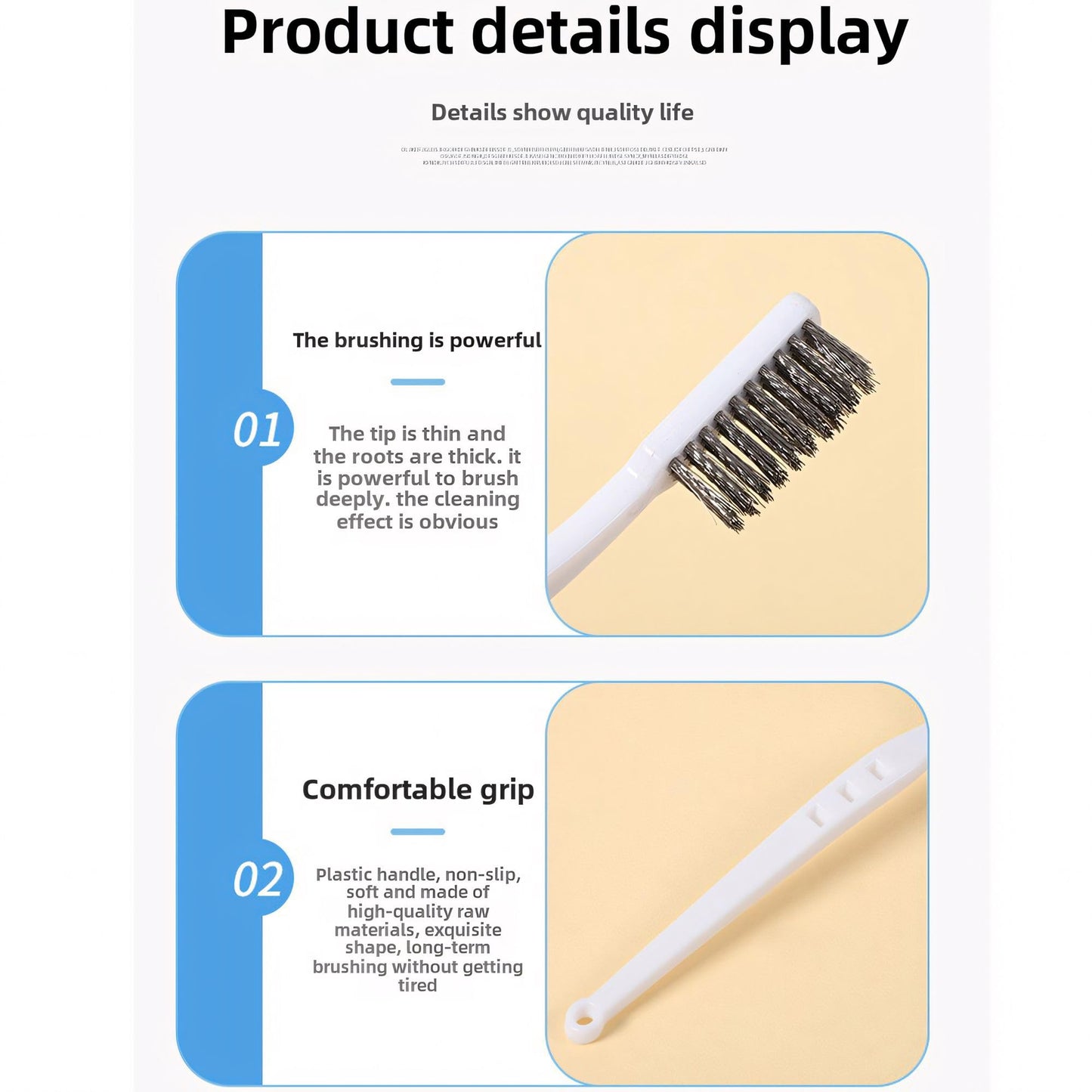 Stainless Steel Wire Brushes - Heavy-Duty Reinforced Bristle Cleaning Brushes for Kitchen, Industrial Use, Walnut Carving Gaps, Rust Removal & Polishing (5-Pack, 18cm White Handle)