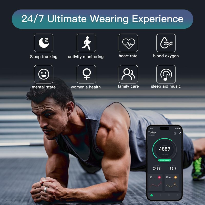 Kuxlagz Smart Ring Health Tracker for Women Men, Sleep Tracker with Heart Rate and Blood Oxygen, Fitness Ring for Activity Monitoring, 15 Days Battery, No Subscription, Titanium Alloy(Rose Gold, #12)