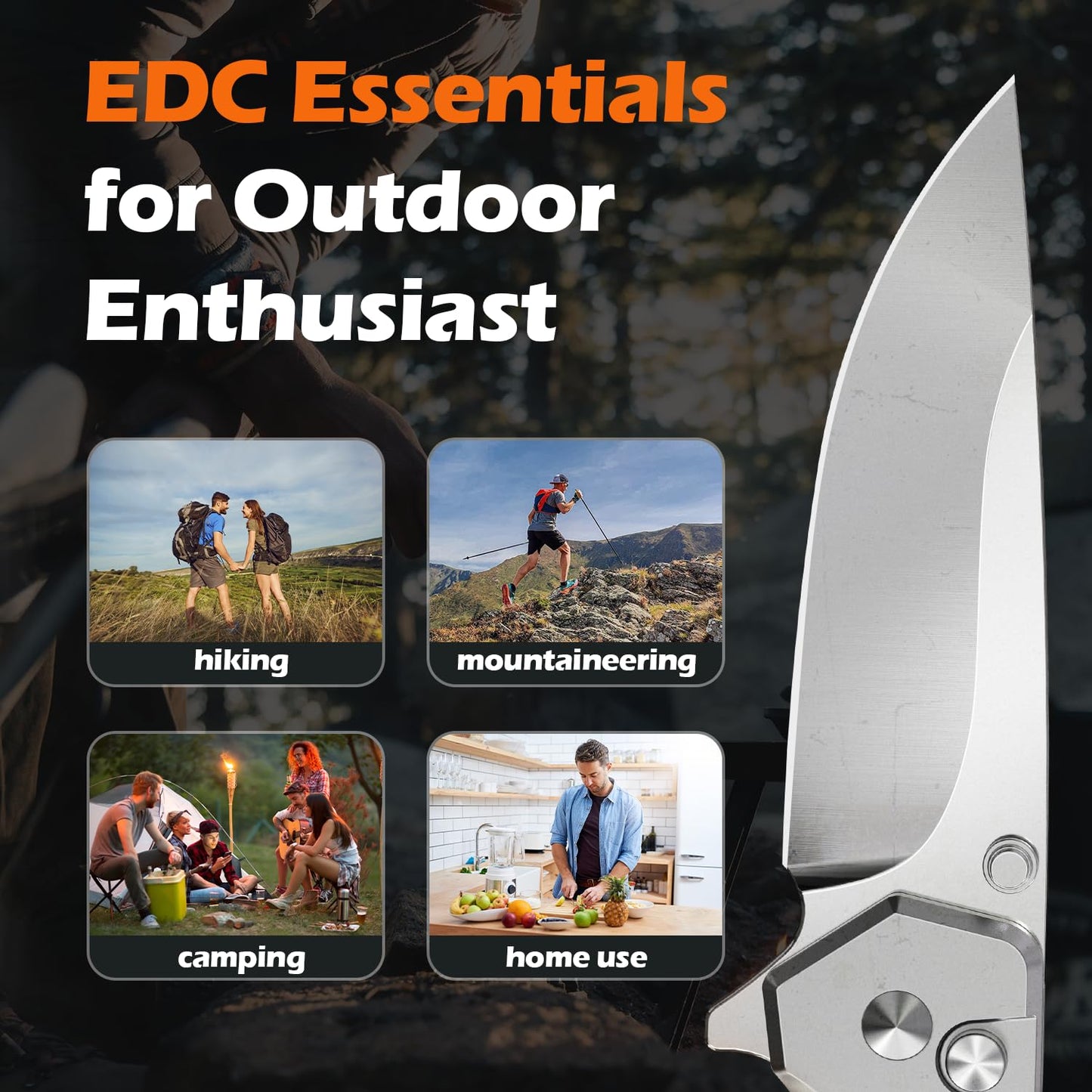 Bfonder EDC Folding Pocket Knife – 3.15" High Carbon Steel Blade, 440C Stainless Steel Handle, Compact Camping Knife with Pocket Clip for Outdoor & Survival, Gift for Men and Women