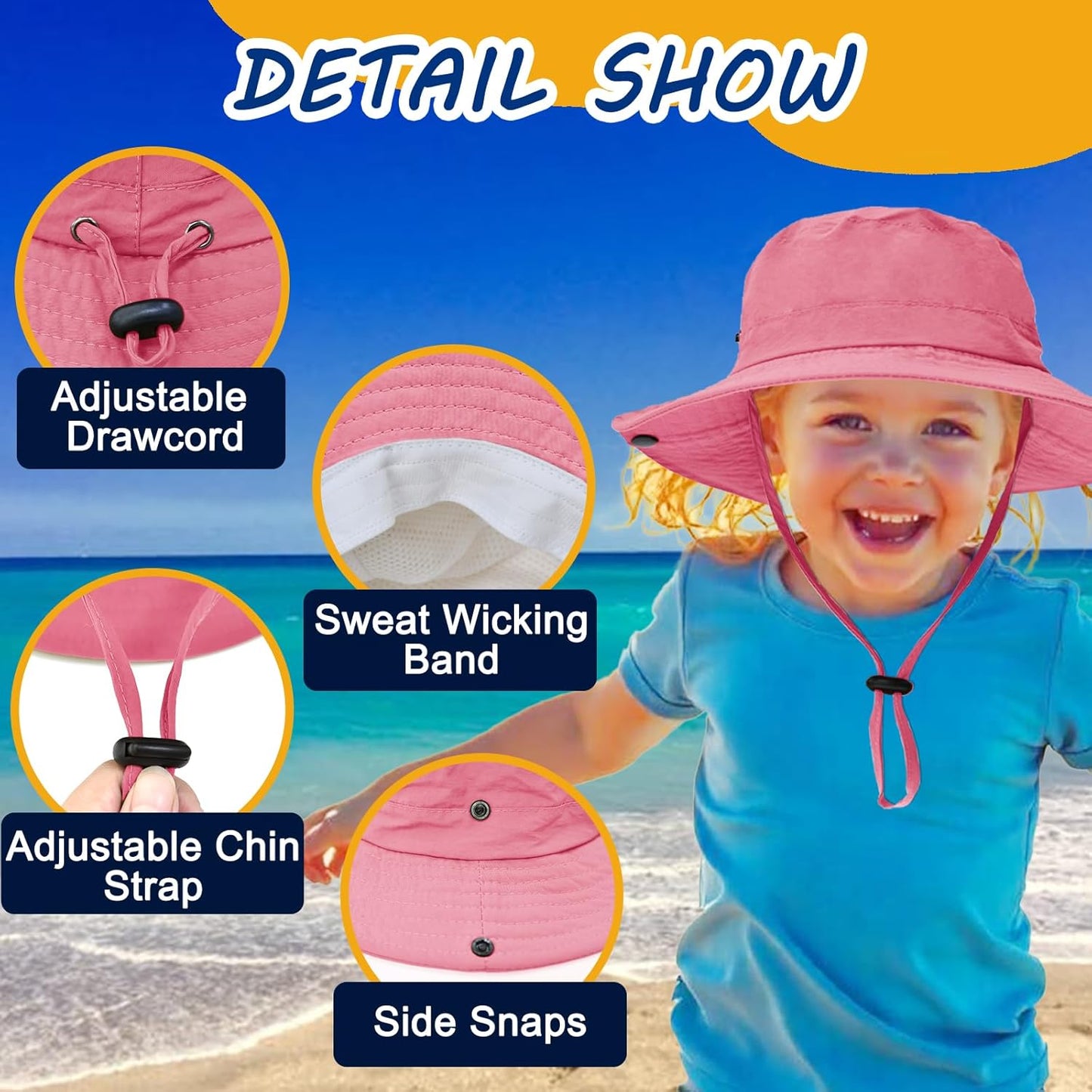 Skiennix Outdoor Kids Sun Hat - UPF 50+ Quick Dry Adjustable Bucket Hat for Fishing & Safari